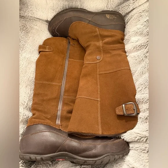 The North Face Brown Leather Tall Riding Hiking Winter Boots Size 7 - Picture 7 of 9